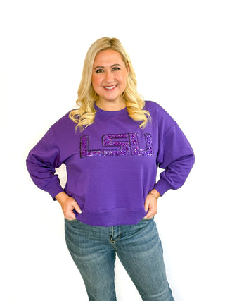 LSU Purple Rhinestone Sweatshirt