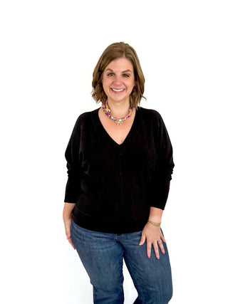 Black V Neck Sweater - SLS Wares