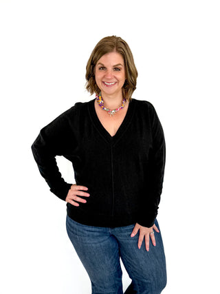 Black V Neck Sweater - SLS Wares