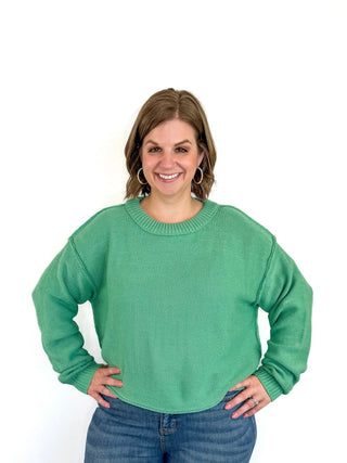 Emerald Green Cropped Relaxed Fit Sweater - SLS Wares