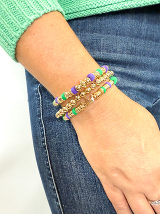 Mardi Gras Beaded Stack Bracelet