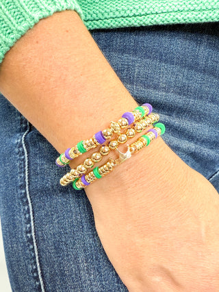 Mardi Gras Beaded Stack Bracelet