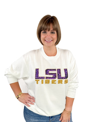 LSU Tigers Officially Licensed Sequin Logo Sweatshirt