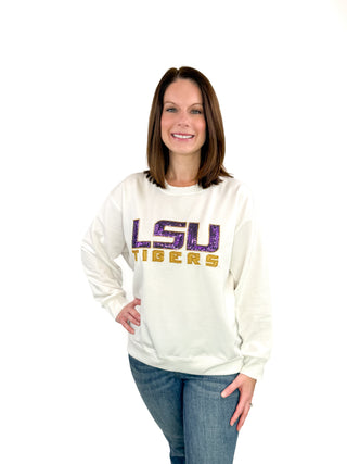 LSU Tigers Officially Licensed Sequin Logo Sweatshirt