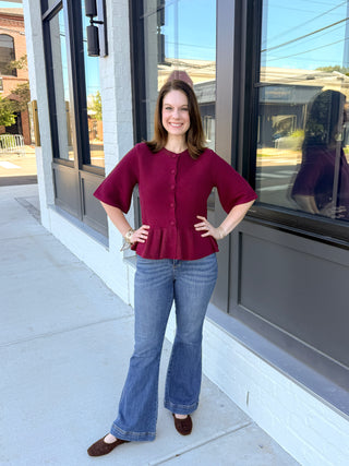 Burgundy Cardigan Top