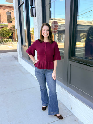 Burgundy Cardigan Top