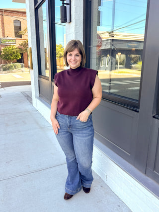 Merlot Cap Sleeve Neck Scarf Top