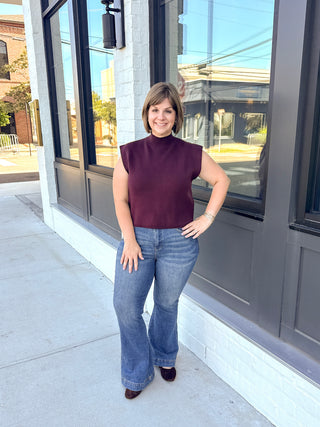 Merlot Cap Sleeve Neck Scarf Top