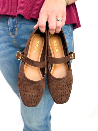 Mocha Mary Jane Mesh Flats