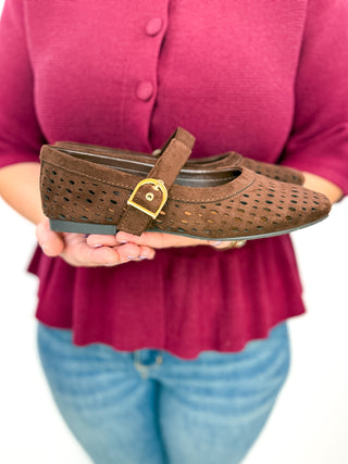 Mocha Mary Jane Mesh Flats