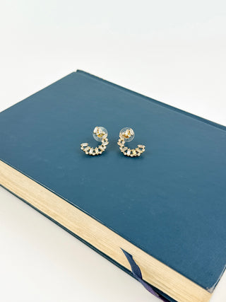 Rhinestone Half Circle Stud Earrings