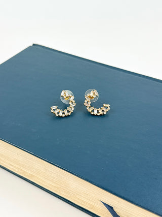 Rhinestone Half Circle Stud Earrings