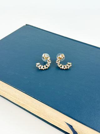 Rhinestone Half Circle Stud Earrings