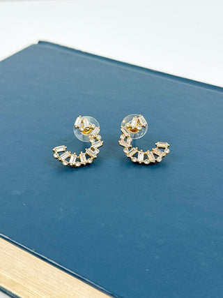 Rhinestone Half Circle Stud Earrings