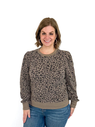 Leopard Long Puff Sleeve Sweater - SLS Wares