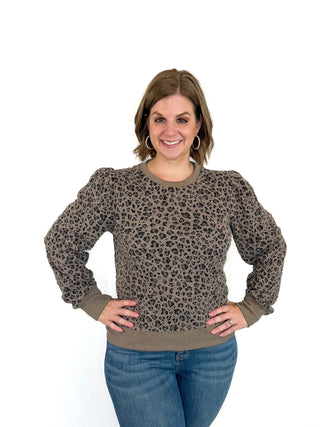 Leopard Long Puff Sleeve Sweater - SLS Wares