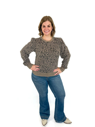 Leopard Long Puff Sleeve Sweater - SLS Wares