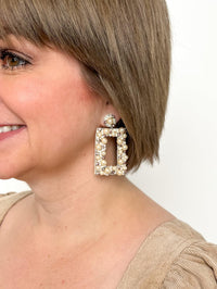 Beaded Rhinestone Rectangle Earrings - SLS Wares