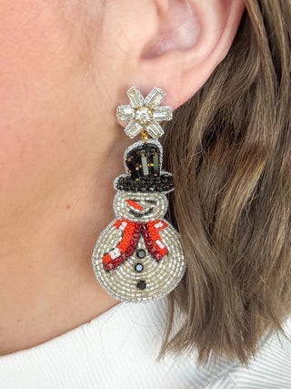 Beaded Snowman Earrings - SLS Wares