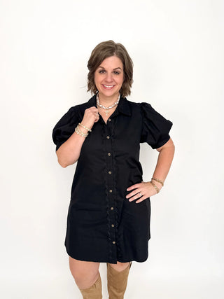 Black Button Down Shirt Dress - SLS Wares