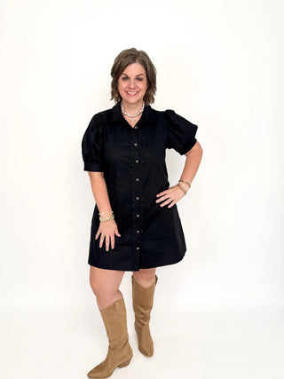 Black Button Down Shirt Dress - SLS Wares