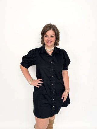 Black Button Down Shirt Dress - SLS Wares