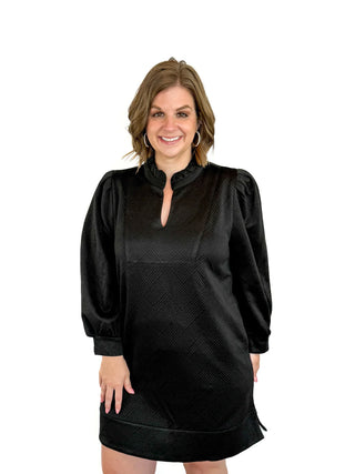 Black Embossed Textured Dress - SLS Wares