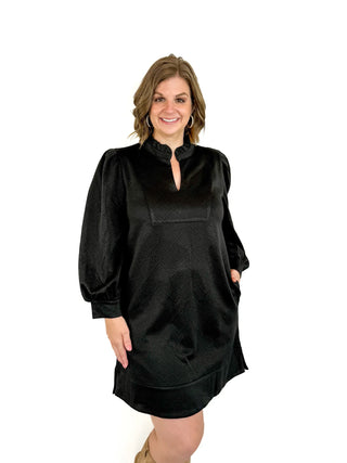Black Embossed Textured Dress - SLS Wares