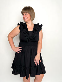Black Flutter Sleeve Ruffle Dress - SLS Wares