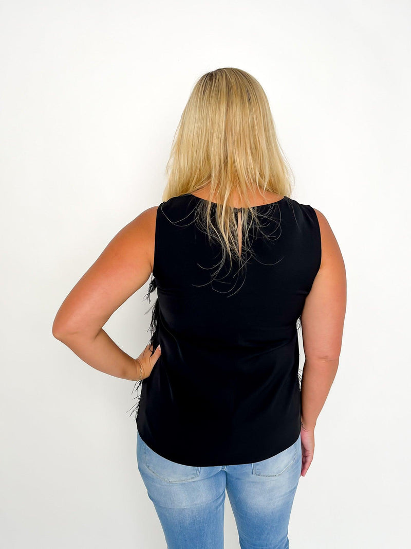Black Sleeveless Tiered Feather Top - SLS Wares