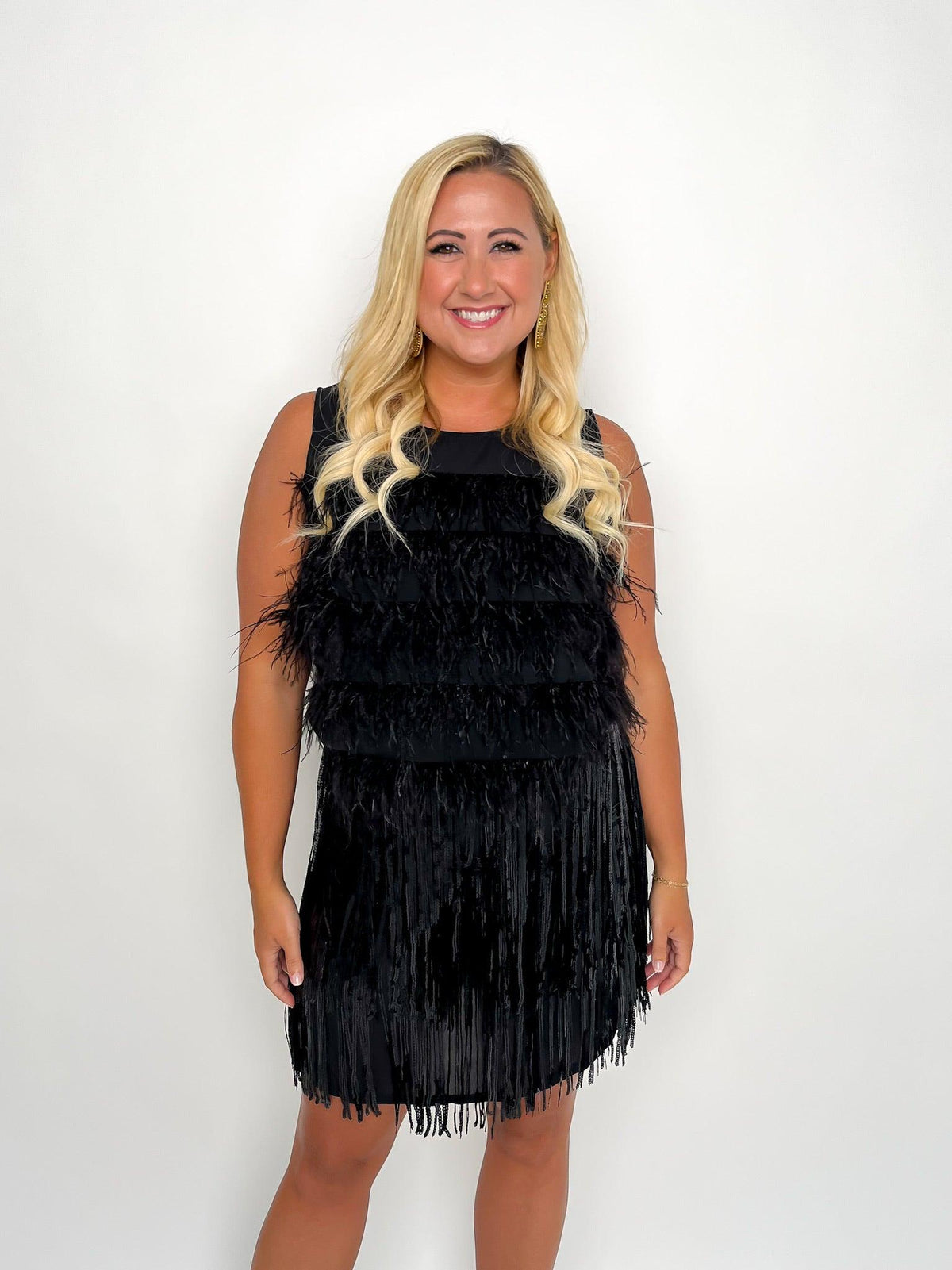 Black Sleeveless Tiered Feather Top - SLS Wares