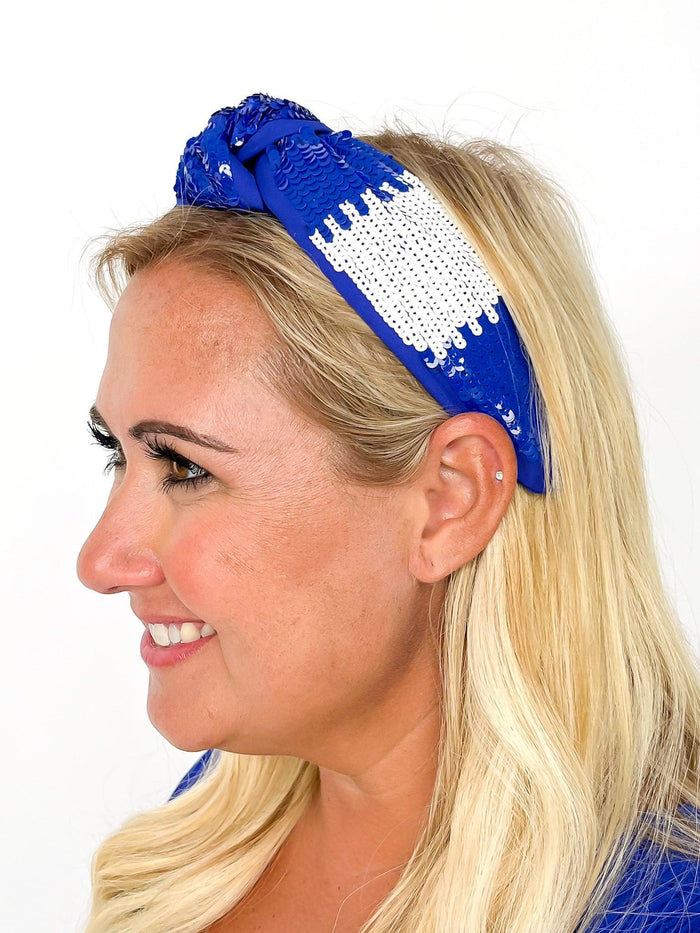 Blue & White Color Block Headband - SLS Wares