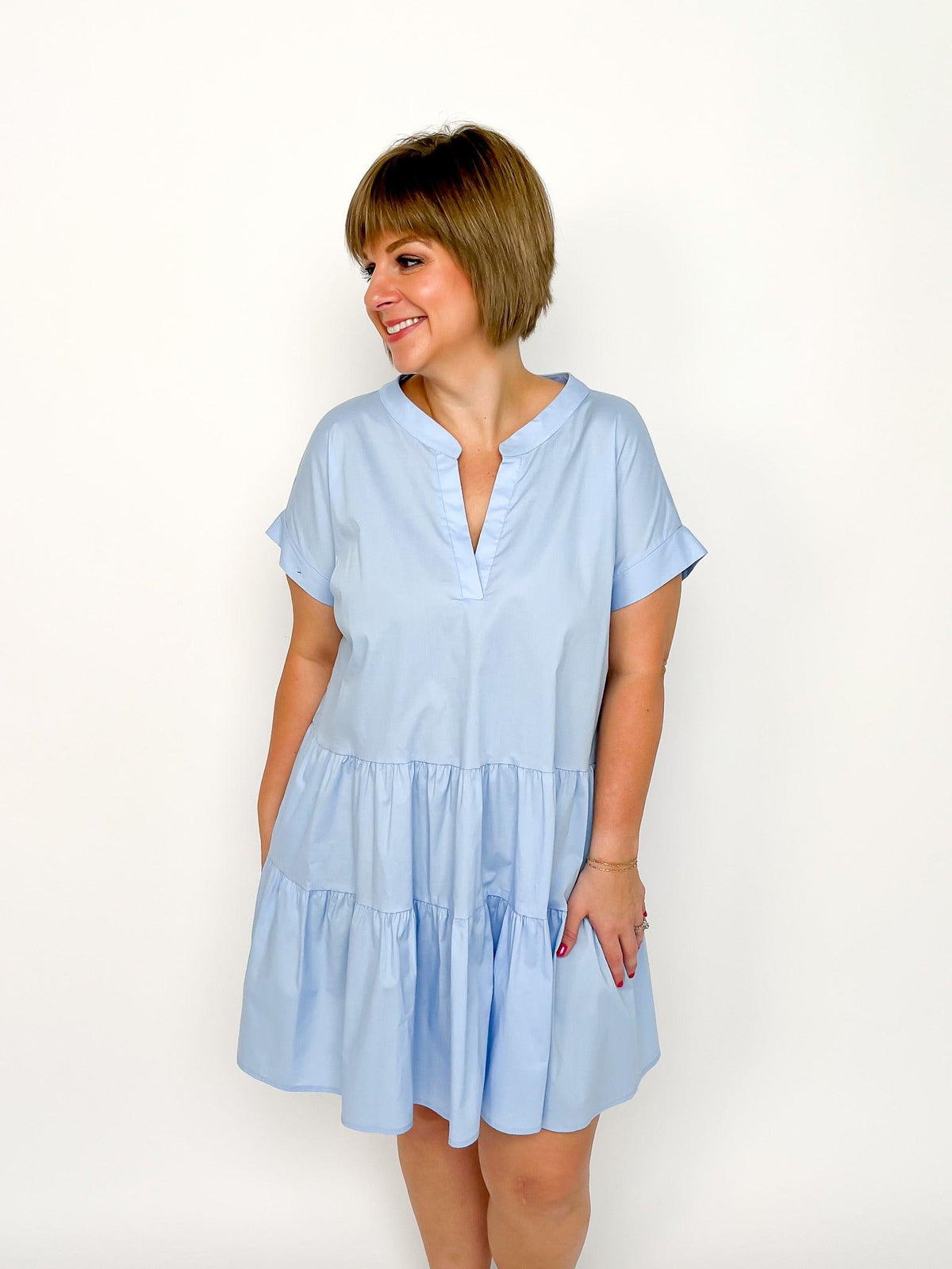 Blue Poplin Tiered Dress - SLS Wares