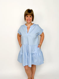 Blue Poplin Tiered Dress - SLS Wares