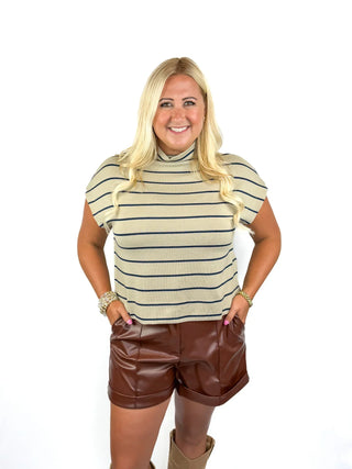 Brown Cuffed Faux Leather Shorts - SLS Wares