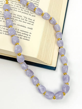 Chunky Lavender & Gold Bead Necklace