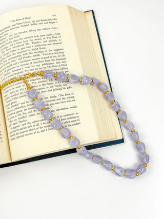 Chunky Lavender & Gold Bead Necklace