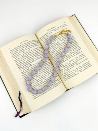 Chunky Lavender & Gold Bead Necklace
