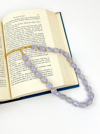 Chunky Lavender & Gold Bead Necklace