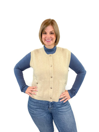 Cream Button Up Sweater Vest - SLS Wares