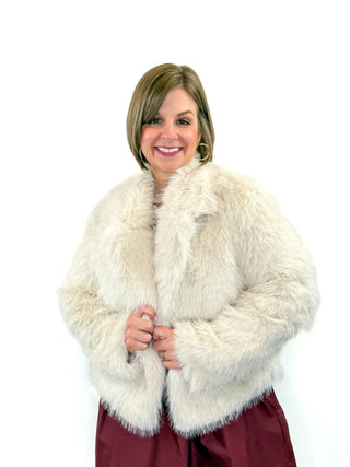 Cream Faux Fur Jacket - SLS Wares