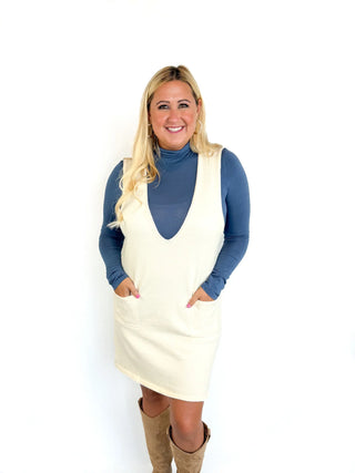 Cream Sleeveless Sweater Dress - SLS Wares