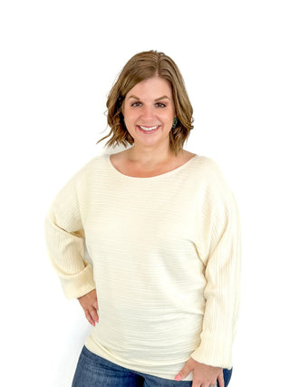 Cream Variegated Ribbed Sweater - SLS Wares