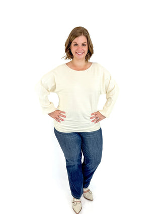 Cream Variegated Ribbed Sweater - SLS Wares