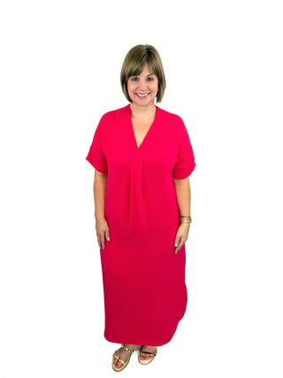 Fuchsia Airflow V-Neck Maxi Dress - SLS Wares