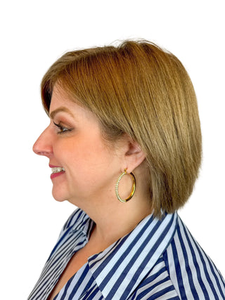 Gold Rhinestone Pave Hoop Earrings - SLS Wares