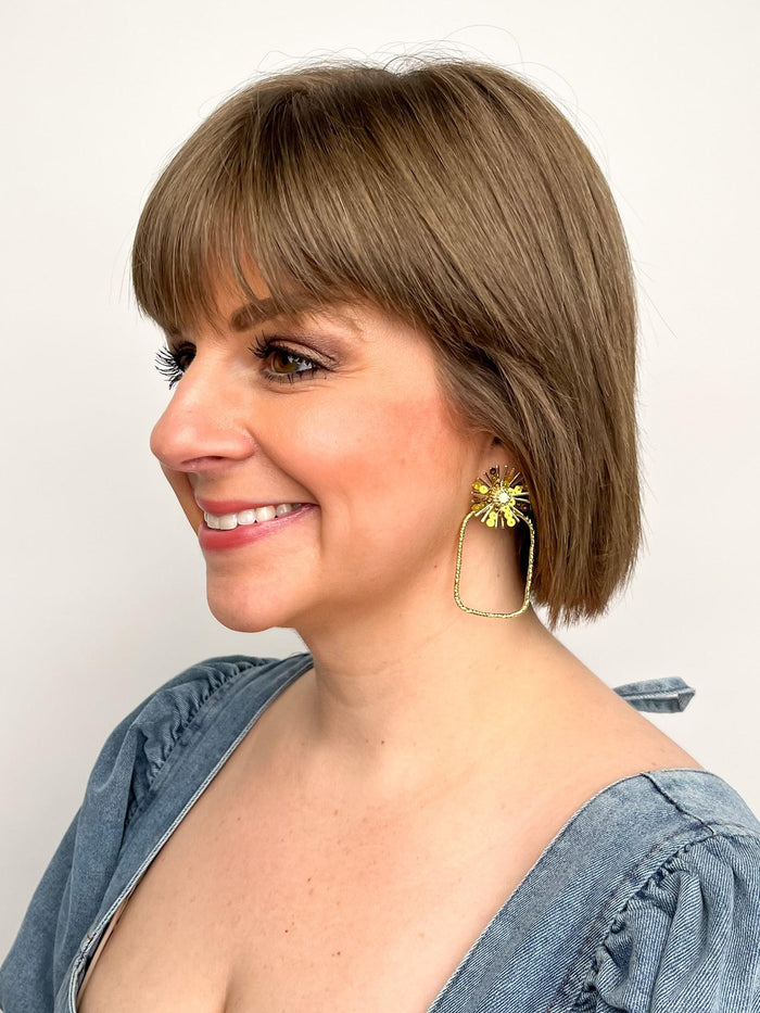 Gold Sequin Burst Rectangle Earrings - SLS Wares
