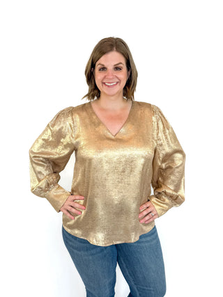 Gold Shimmery Long Sleeve Top - SLS Wares