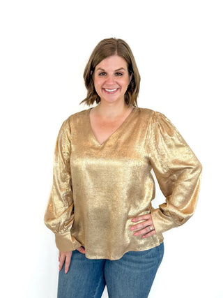 Gold Shimmery Long Sleeve Top - SLS Wares