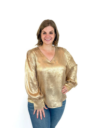 Gold Shimmery Long Sleeve Top - SLS Wares